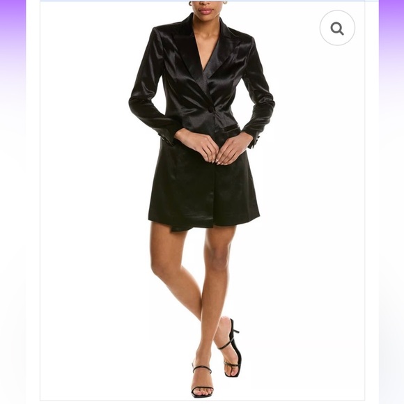 Aidan Mattox Dresses & Skirts - Aidan Mattox Black Satin Long Sleeve Blazer Dress